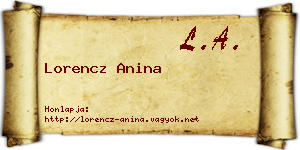 Lorencz Anina névjegykártya